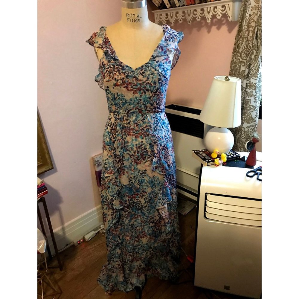 Parker Black | Multi-Floral Silk Maxi Dress Size 2